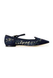 Dolce & Gabbana Women's Navy Blue Lace Leather Ballet Flat Shoes: Picture 4