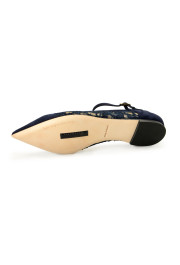 Dolce & Gabbana Women's Navy Blue Lace Leather Ballet Flat Shoes: Picture 6