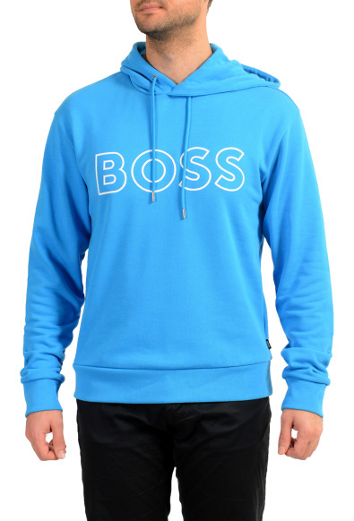 Hugo Boss Men's "Seeger 84_US" Blue Logo Hooded Sweatshirt Hoodie 
