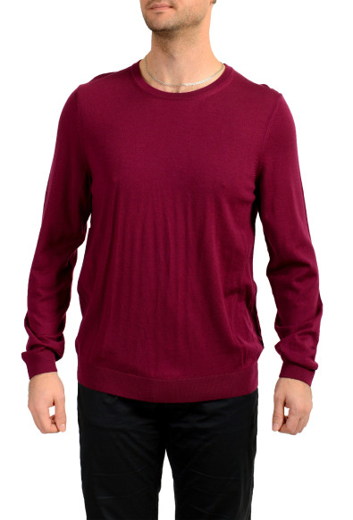 Hugo Boss Men's "Leno-P" 100% Wool Purple Crewneck Pullover Sweater