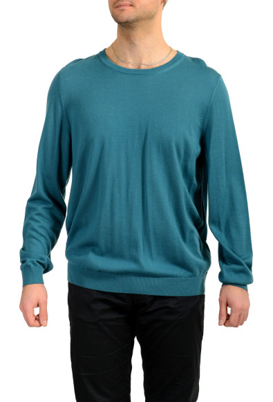 Hugo Boss Men's "Leno-P" 100% Wool Teal Crewneck Pullover Sweater