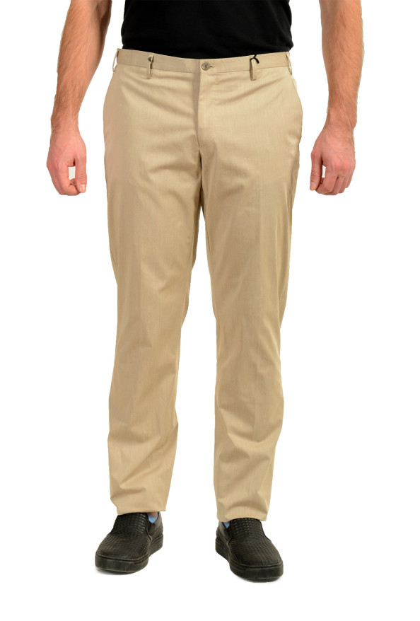 Versace Collection Men's Beige Flat Front Pants