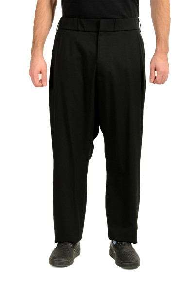 Scuderia Ferrari Men's Black Pleated Wool Chino Pants