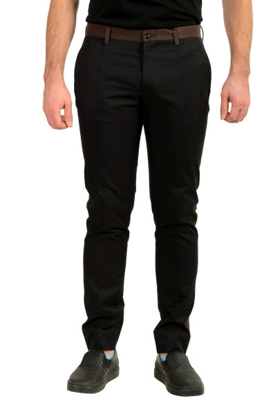 Dolce & Gabbana Men's Black Flat Front Casual Pants