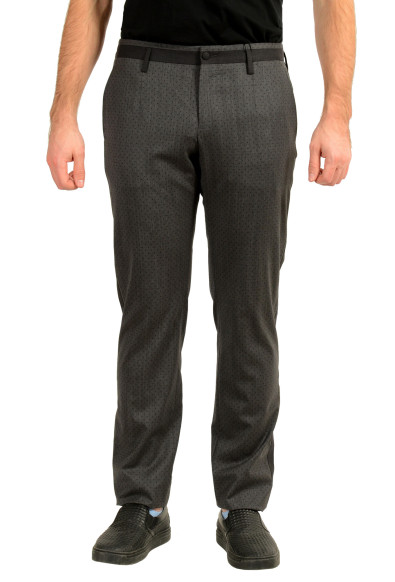 Dolce & Gabbana Men's Gray Polka Dots Wool Flat Front Dress Pants