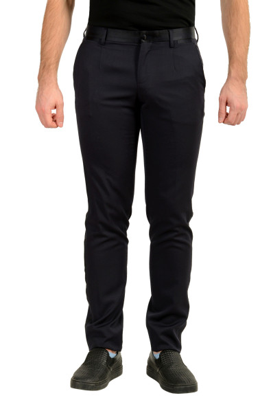 Dolce & Gabbana Men's Navy Blue Silk Wool Tuxedo Dress Pants
