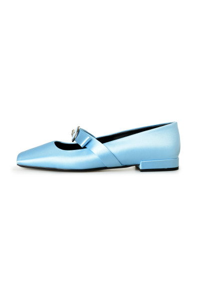 Versace Women's Medusa Logo Blue Satin Ballet Flats Shoes: Picture 2