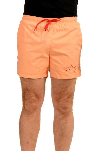 Hugo Boss Men's "PAOL" Pink Logo Print Swim Board Shorts