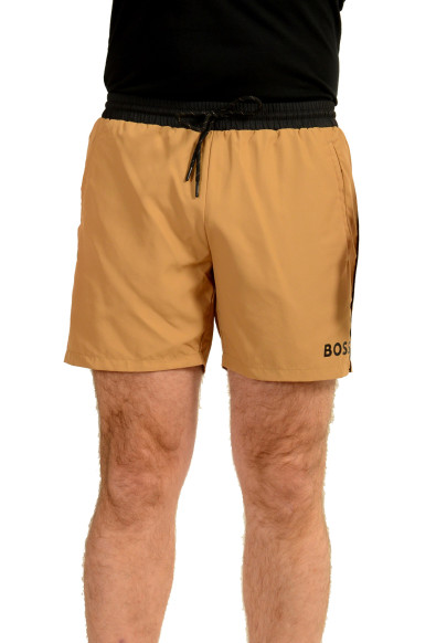 Hugo Boss Men's "Starfish" Two Tone Logo Print Swim Board Shorts 