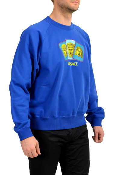 Versace Men's College Fit Royal Blue Logo Print Crewneck Sweatshirt : Picture 2