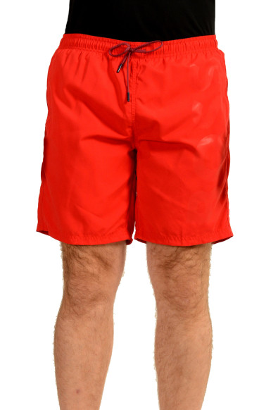 Hugo Boss Men's "Orca" True Red Logo Print Swim Board Shorts