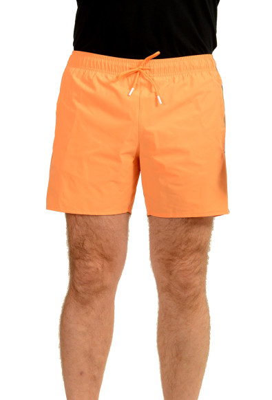 Hugo Boss Men's "Iconic" Light Orange Logo Print Swim Board Shorts