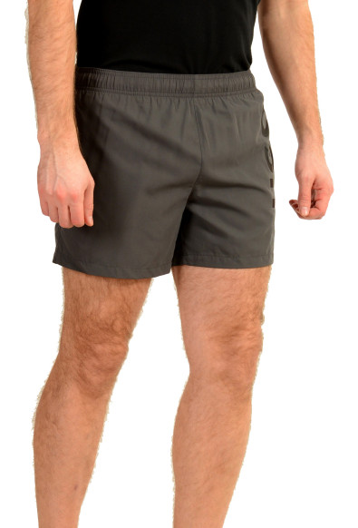 Hugo Boss Men's "ABAS" Gray Logo Print Swim Board Shorts: Picture 2