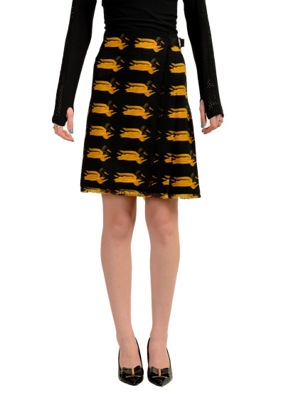 Burberry Women's 100% Wool Pleated A-Line Printed Skirt