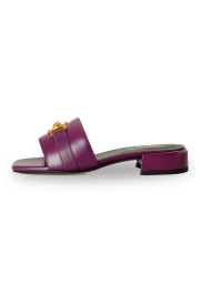 Versace Women's Gold Medusa Plum Leather Sandals Mules Shoes: Picture 2