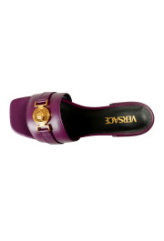 Versace Women's Gold Medusa Plum Leather Sandals Mules Shoes: Picture 7