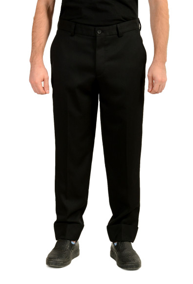 Hugo Boss Men's "Perin" Black 100% Wool Flat Front Casual Pants
