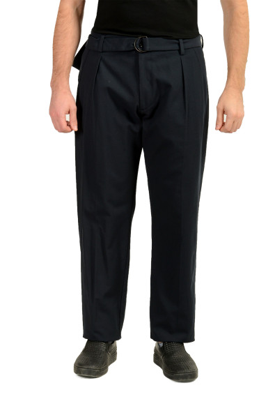 Hugo Boss Men's "Parko-Plears-B1" Navy Blue Belted Casual Pants