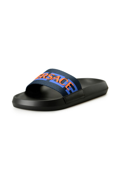 Versace Men's Logo Print Multi-Color Pool Slide Flip Flops Shoes