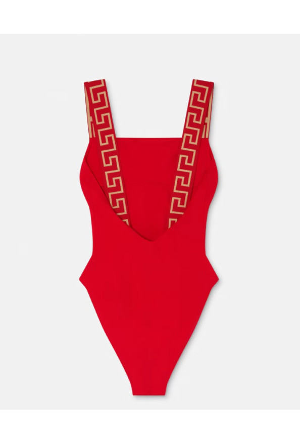 Versace Women's Greca Border One Piece Red Swimsuit: Picture 2