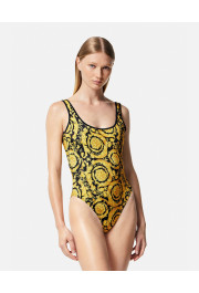 Versace Women's Black & Gold Barocco One Piece Swimsuit