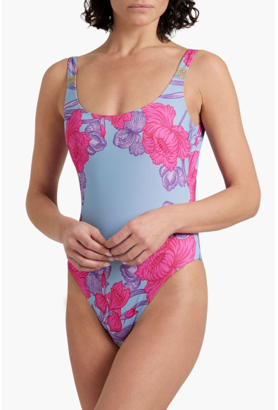 Versace Women's Cornflower Print One Piece Swimsuit