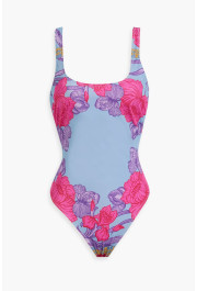 Versace Women's Cornflower Print One Piece Swimsuit: Picture 5
