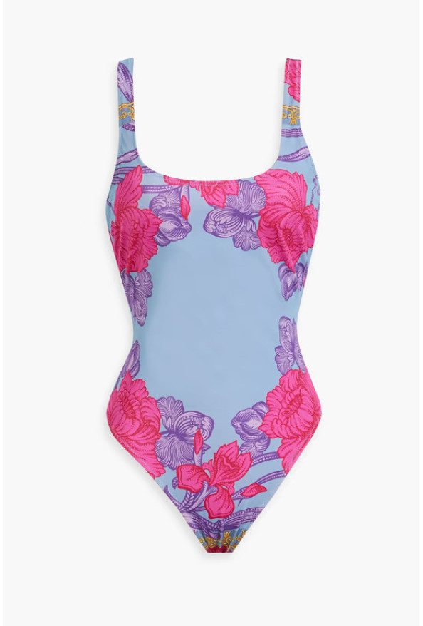 Versace Women's Cornflower Print One Piece Swimsuit: Picture 5