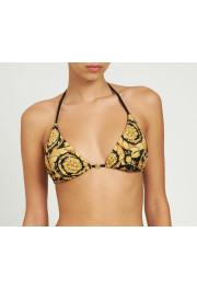 Versace Women's Gold & Black Barocco Print Swimsuit Top 