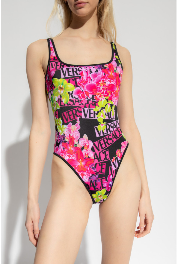 Versace Women's Logo Reversible One Piece Swimsuit