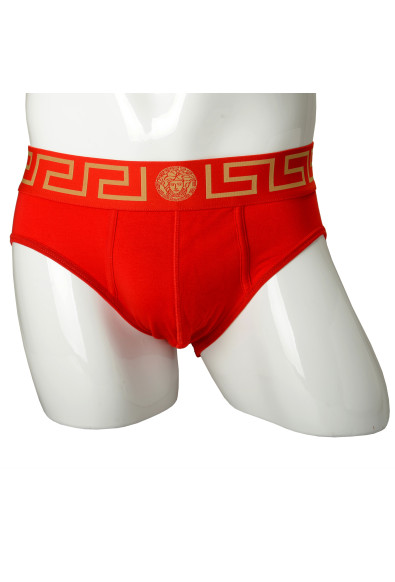 Versace Men's Red/Gold Low Rise Slip Underwear