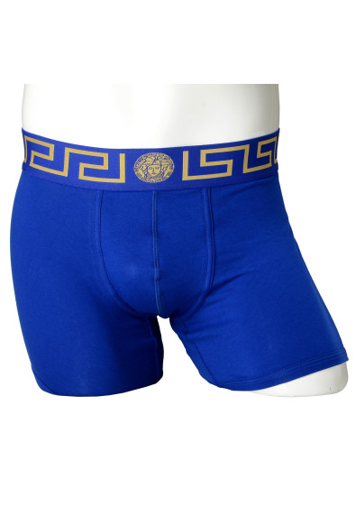Versace Men's Blue/Gold Greca Border Trunk Underwear