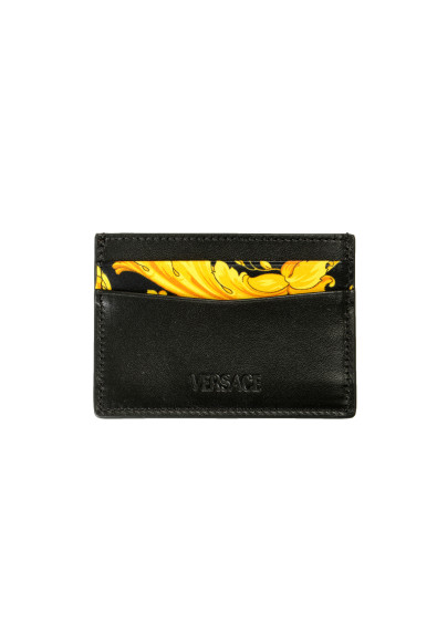 Versace Black & Barocco Print 100% Leather Card Case Holder