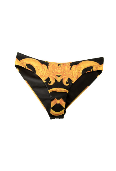 Versace Women's Gold & Black Barocco Swim Brief Bikini