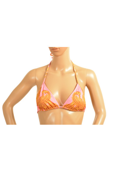 Versace Women's Gold & Pink Barocco Print Swimsuit Top