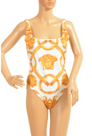 Versace Women's White & Gold Barocco One Piece Swimsuit