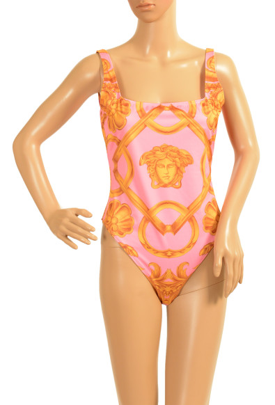 Versace Women's Pink & Gold Barocco One Piece Swimsuit