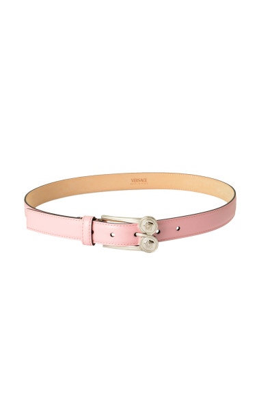 Versace Pink 100% Leather Silver Medusa Heads Logo Decorated Belt : Picture 2