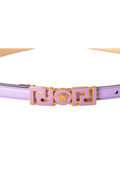 Versace Violet 100% Leather Medusa Head Logo Decorated Skinny Belt : Picture 2