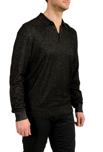 Hugo Boss "Sercury" Men's Shiny Black Button Up Pullover Sweater : Picture 2