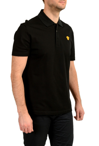 Versace Men's Taylor Fit Gold Logo Embroidery Black Polo Shirt: Picture 2