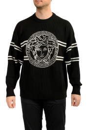 Versace Men's 100% Wool Knitted Crewneck Medusa Pullover Sweater