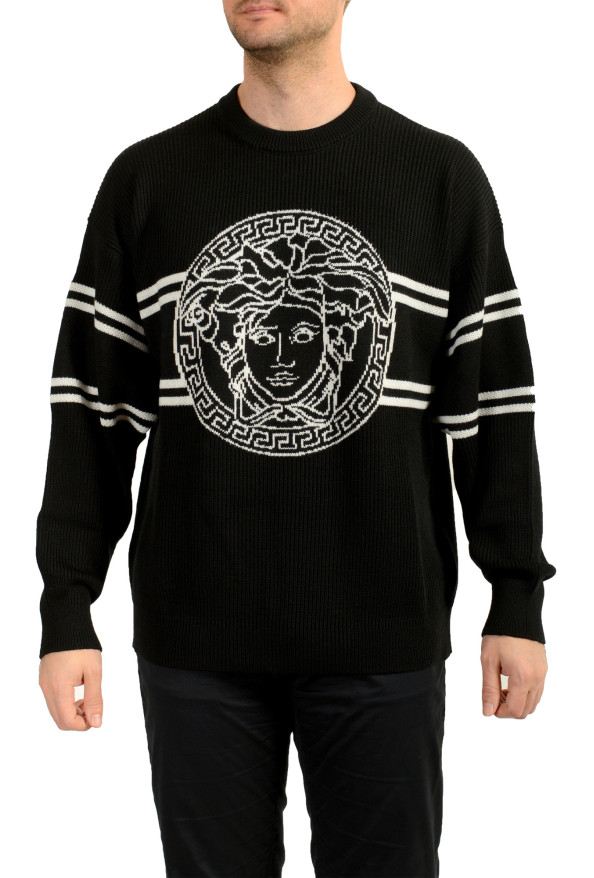 Versace Men's 100% Wool Knitted Crewneck Medusa Pullover Sweater