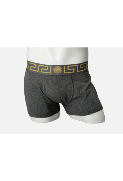 Versace Men's Gold Greeca Border Low Rise Trunk Underwear 