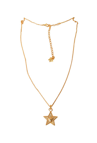 Versace Unisex Gold Color Metal Chain Medusa Head Sparkle Necklace Pendant