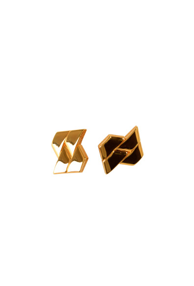Versace Gold Color Metal Logo Print Earrings: Picture 2