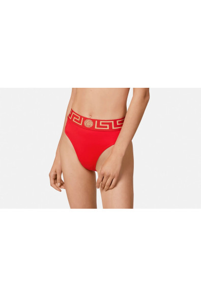 Versace Women's True Red Greca Border Swim Brief Bikini 