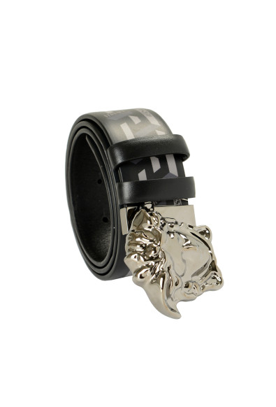 Versace Reversible 100% Leather Silver Medusa Head Decorated Belt 