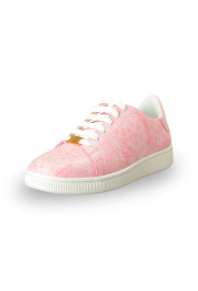 Versace Women's Pink Barocco Print 100% Leather Sneakers Shoes