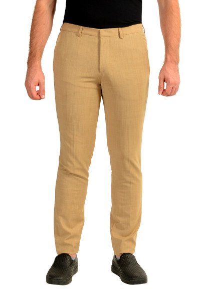 Hugo Boss Men's "Hesten232X" Extra Slim Fit Wool Beige Dress Pants